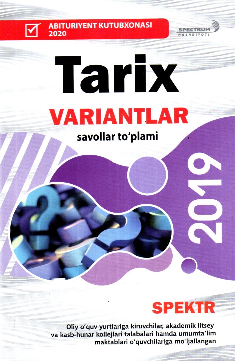 Tarix Variantlar savollar to'plami 2019 (A5,yumshoq) 112 bet